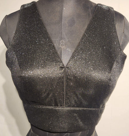 Kia Fashions Black Shimmer Dual Tone Glitter Fabric Readymade Blouse
