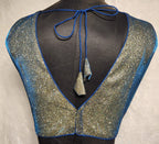 Kia Fashions Blue Golden Dual Tone Glitter Fabric Readymade Blouse - Distacart