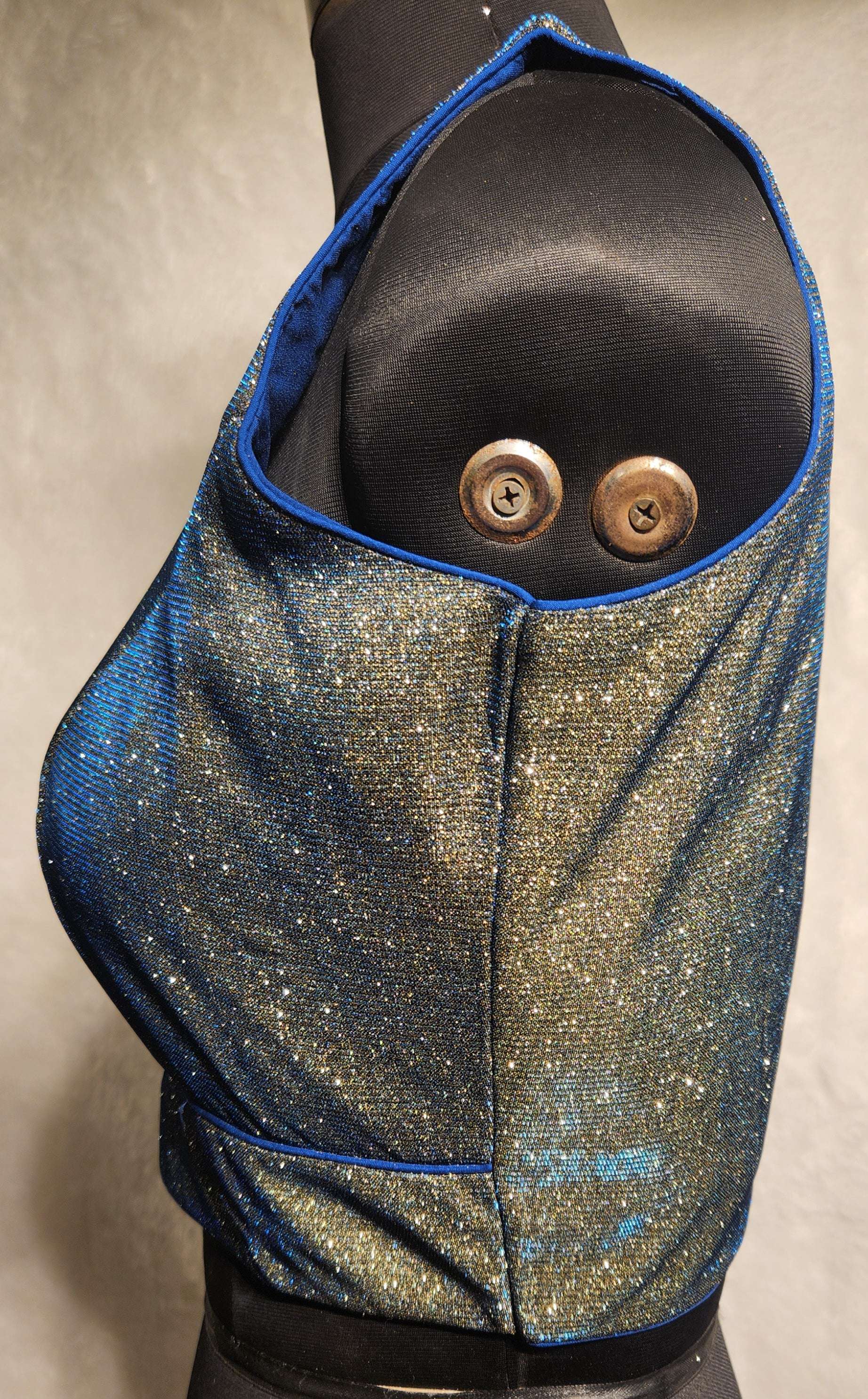 Kia Fashions Blue Golden Dual Tone Glitter Fabric Readymade Blouse - Distacart