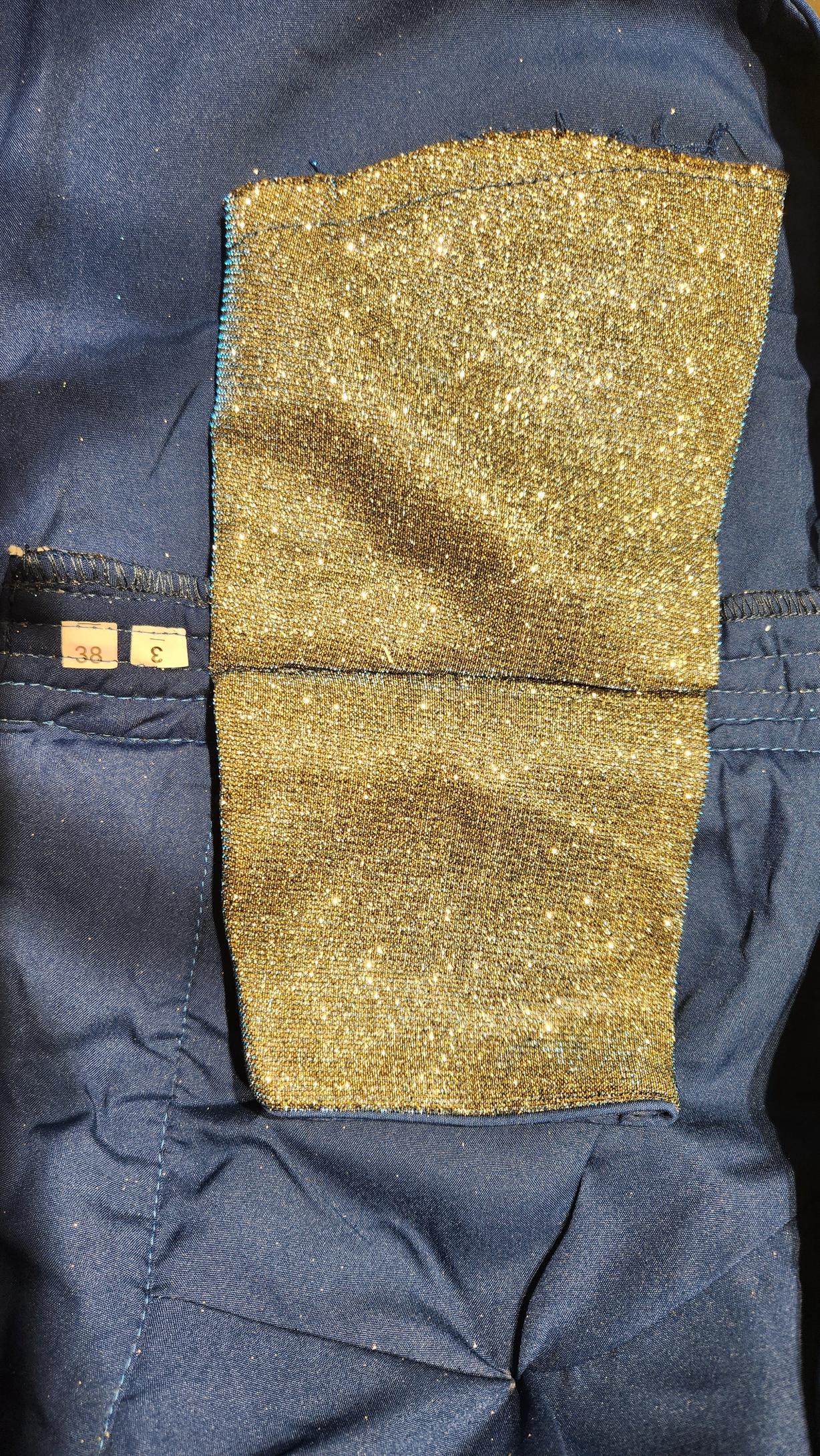 Kia Fashions Blue Golden Dual Tone Glitter Fabric Readymade Blouse - Distacart