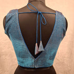 Kia Fashions Blue Red Dual Tone Glitter Fabric Readymade Blouse - Distacart