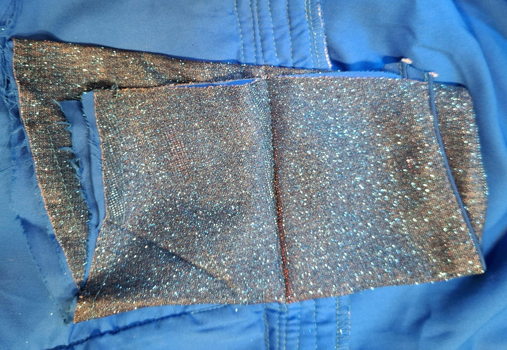 Kia Fashions Blue Red Dual Tone Glitter Fabric Readymade Blouse - Distacart