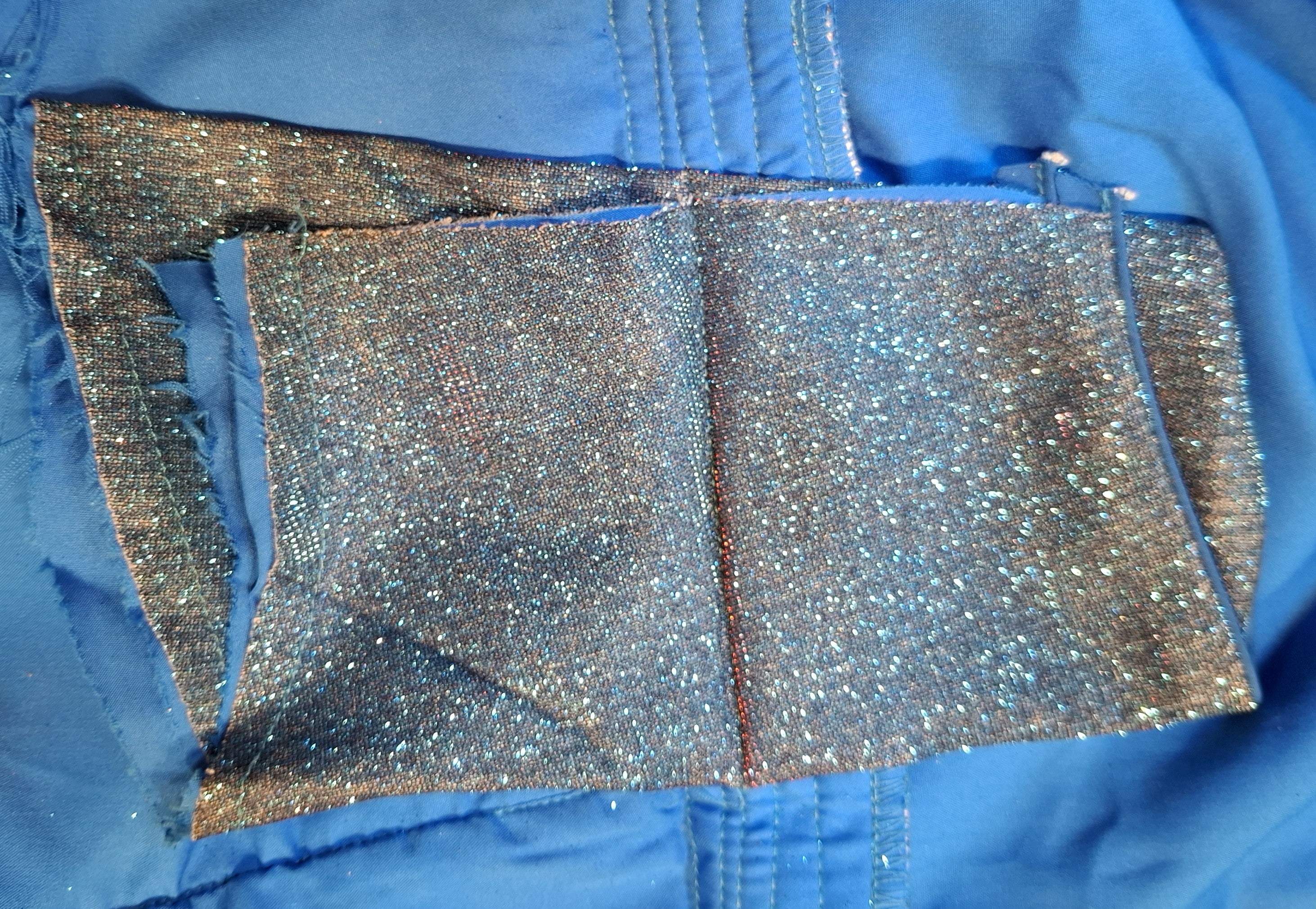 Kia Fashions Blue Red Dual Tone Glitter Fabric Readymade Blouse - Distacart