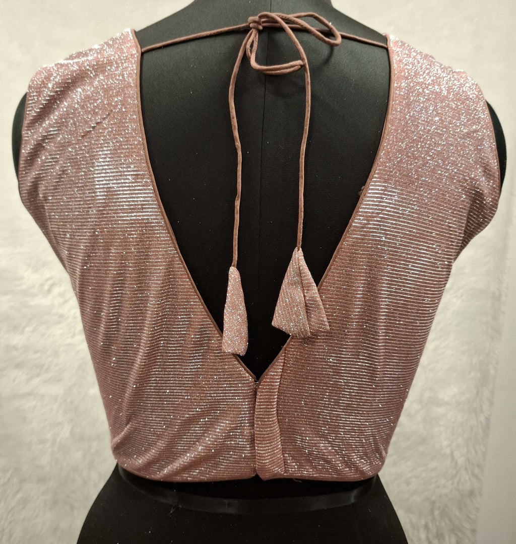 Kia Fashions Dusty Pink Dual Tone Glitter Fabric Readymade Blouse - Distacart