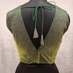 Kia Fashions Green Golden Dual Tone Glitter Fabric Readymade Blouse - Distacart