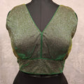 Kia Fashions Green Golden Dual Tone Glitter Fabric Readymade Blouse - Distacart