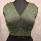 Kia Fashions Green Golden Dual Tone Glitter Fabric Readymade Blouse - Distacart
