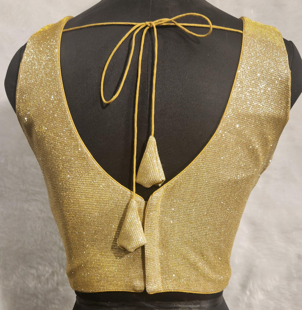 Kia Fashions Gold Lustre Dual Tone Glitter Fabric Readymade Blouse - Distacart