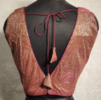 Kia Fashions Maroon Golden Dual Tone Glitter Fabric Readymade Blouse - Distacart