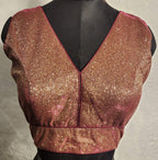 Kia Fashions Maroon Golden Dual Tone Glitter Fabric Readymade Blouse - Distacart