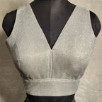 Kia Fashions Silver Shimmer Dual Tone Glitter Fabric Readymade Blouse - Distacart