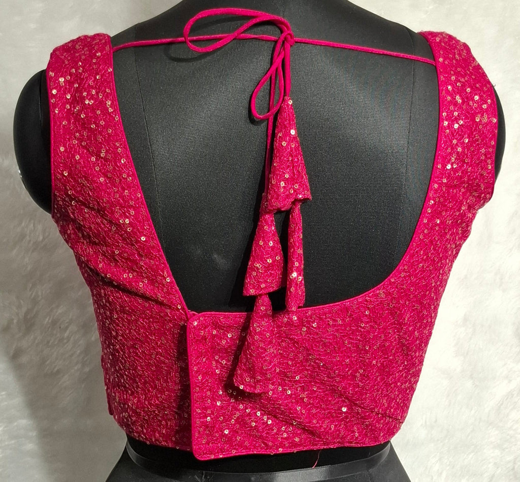 Kia Fashions Hot Pink All Over Golden Sequins Readymade Blouse - Distacart