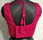 Kia Fashions Hot Pink All Over Golden Sequins Readymade Blouse - Distacart