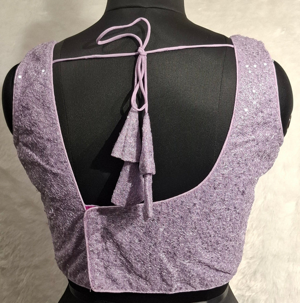 Kia Fashions Lilac All Over Silver Sequins Readymade Blouse - Distacart
