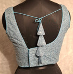 Kia Fashions Powder Blue All Over Silver Sequins Readymade Blouse - Distacart