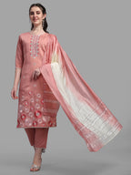 Embroidered Kurta With Pant & Dupatta Set, Multicolor - Hiral Fashion - Distacart