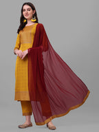 Embroidered Printed Kurta With Pant And Dupatta Set, Multicolor - Hiral Fashion - Distacart