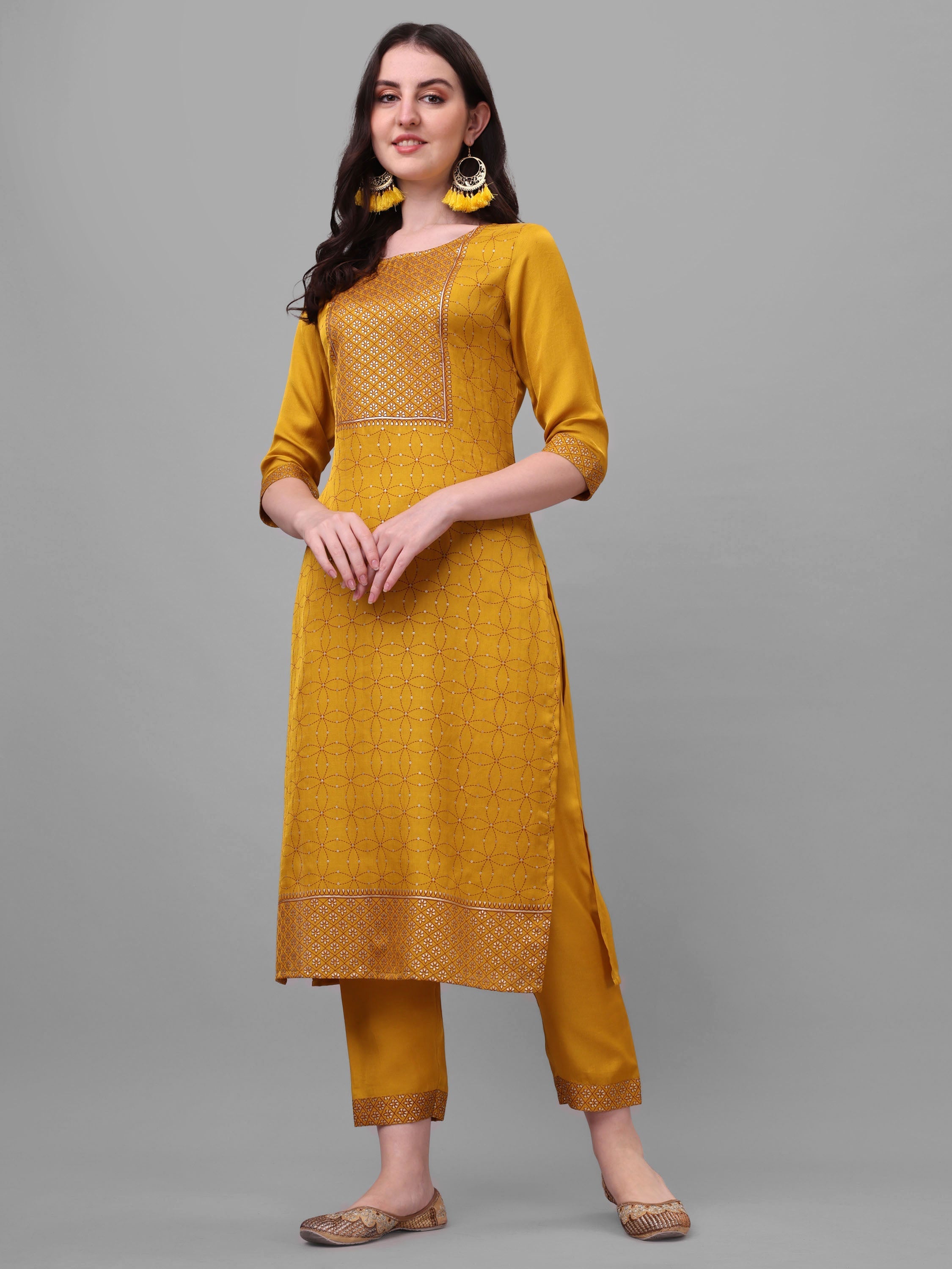 Embroidered Printed Kurta With Pant And Dupatta Set, Multicolor - Hiral Fashion - Distacart