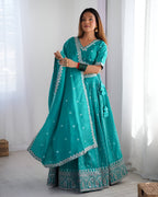 Lehenga Mart Designer Bollywood Style Wedding Wear Lehenga Choli - Aqua Blue