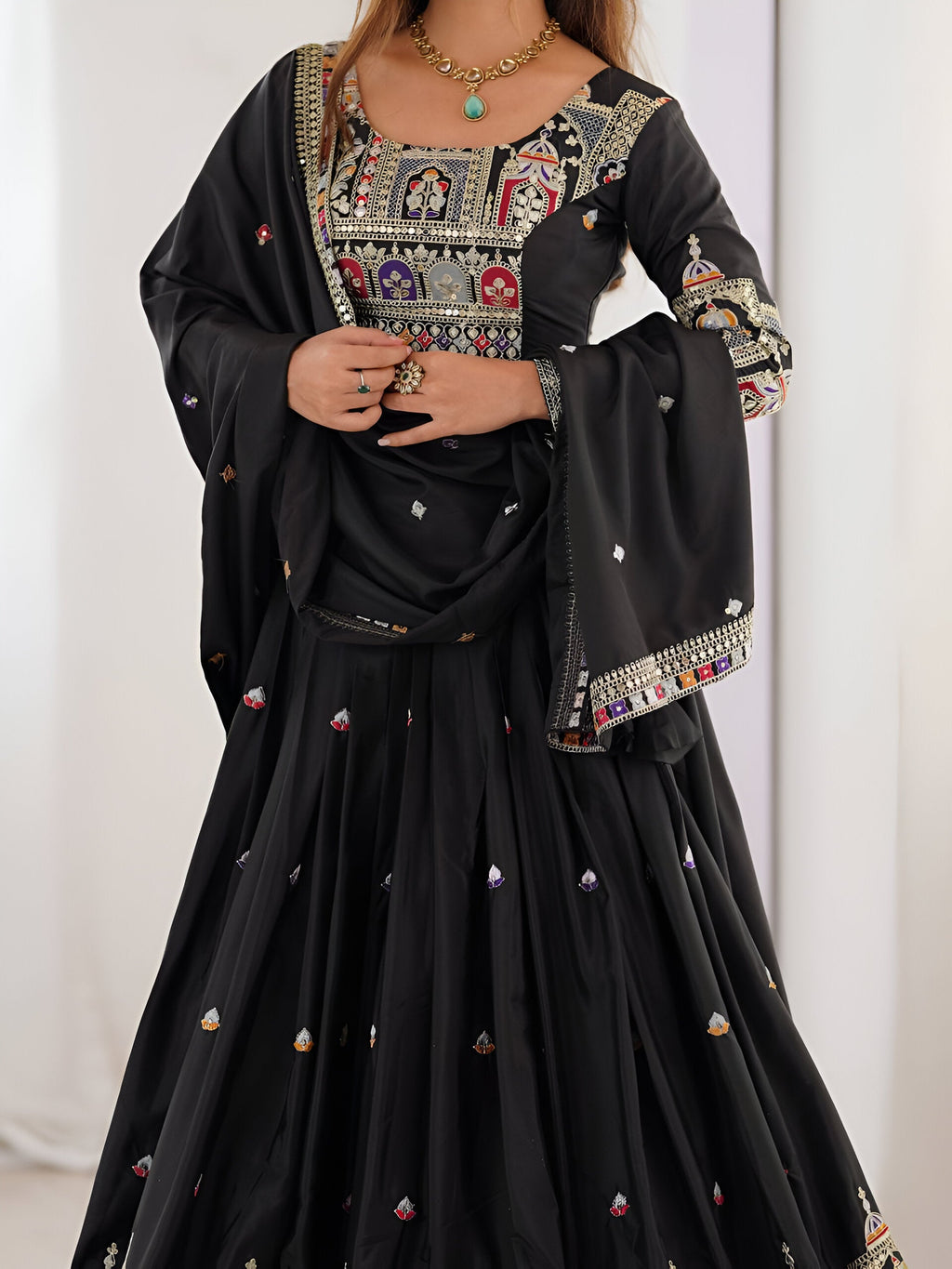 Lehenga Mart Designer Bollywood Style Wedding Wear Lehenga Choli - Black