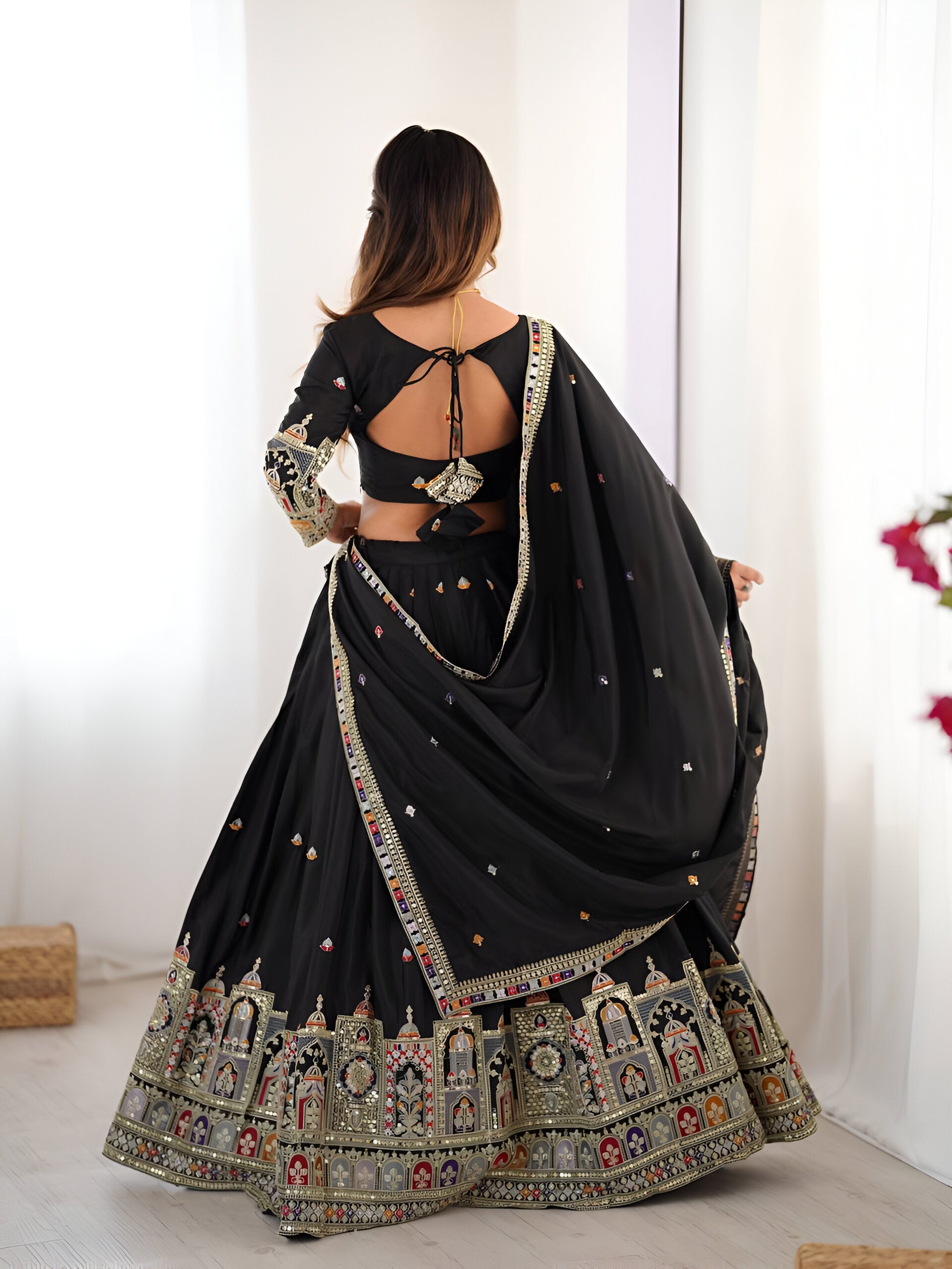 Lehenga Mart Designer Bollywood Style Wedding Wear Lehenga Choli - Black