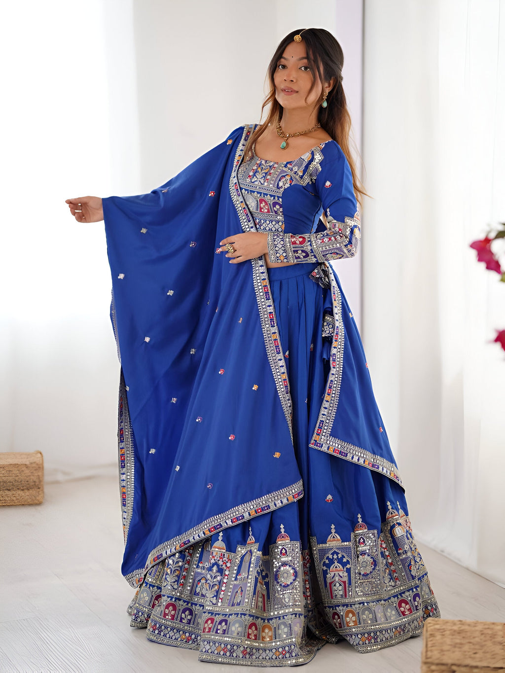 Lehenga Mart Designer Bollywood Style Wedding Wear Lehenga Choli - Blue