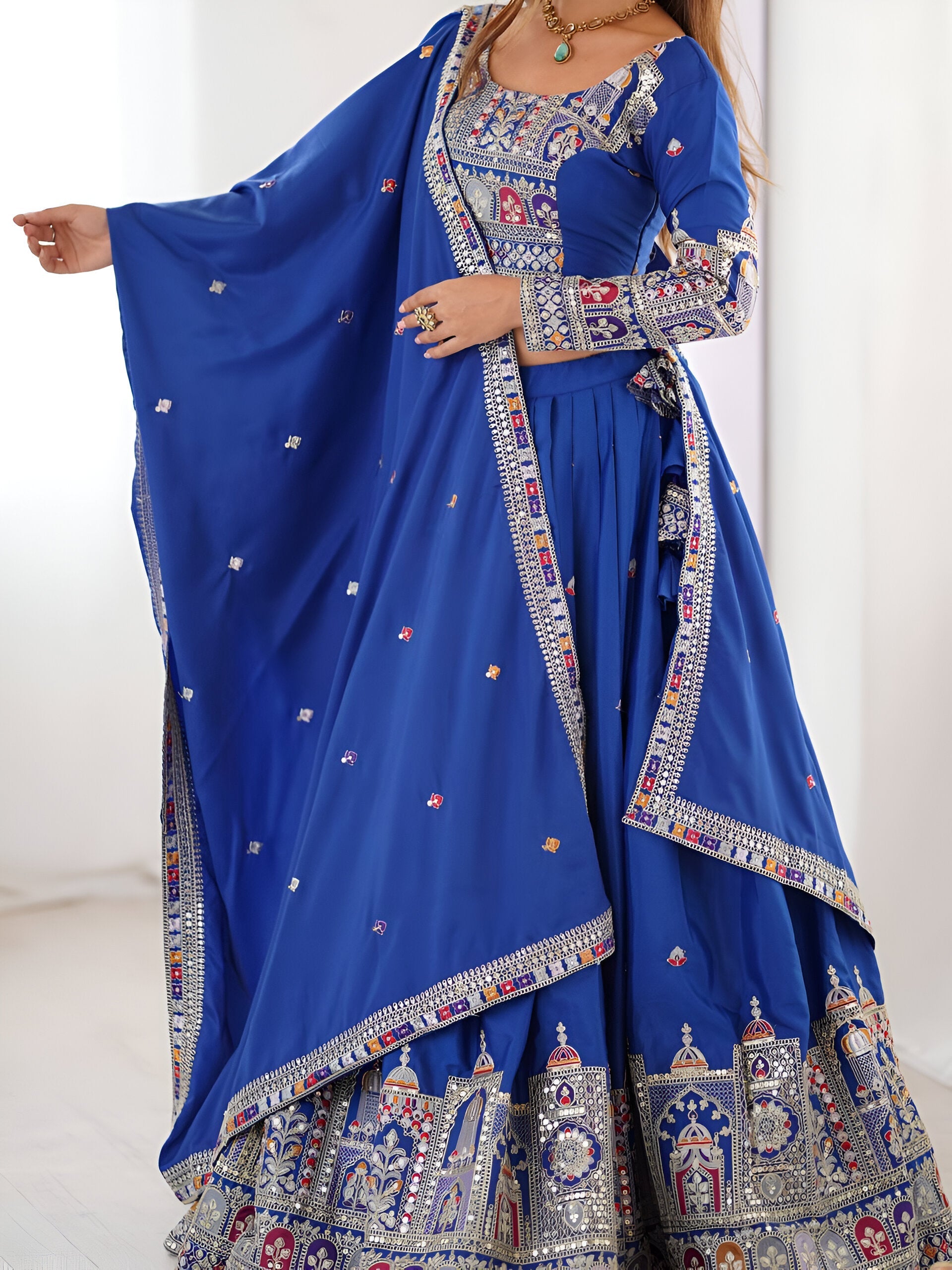 Lehenga Mart Designer Bollywood Style Wedding Wear Lehenga Choli - Blue