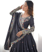 Lehenga Mart Designer Bollywood Style Wedding Wear Lehenga Choli - Grey