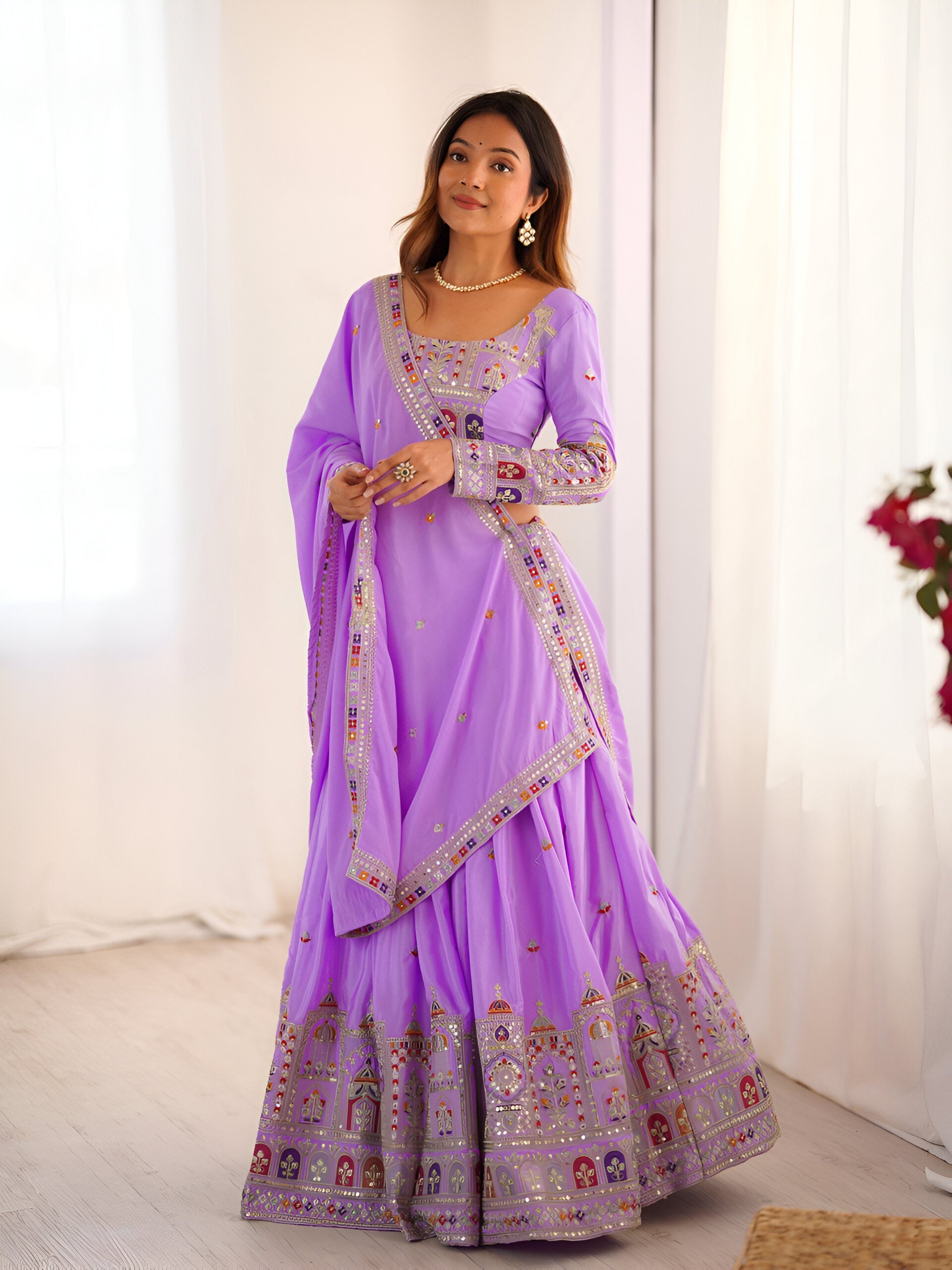 Lehenga Mart Designer Bollywood Style Wedding Wear Lehenga Choli - Lavender