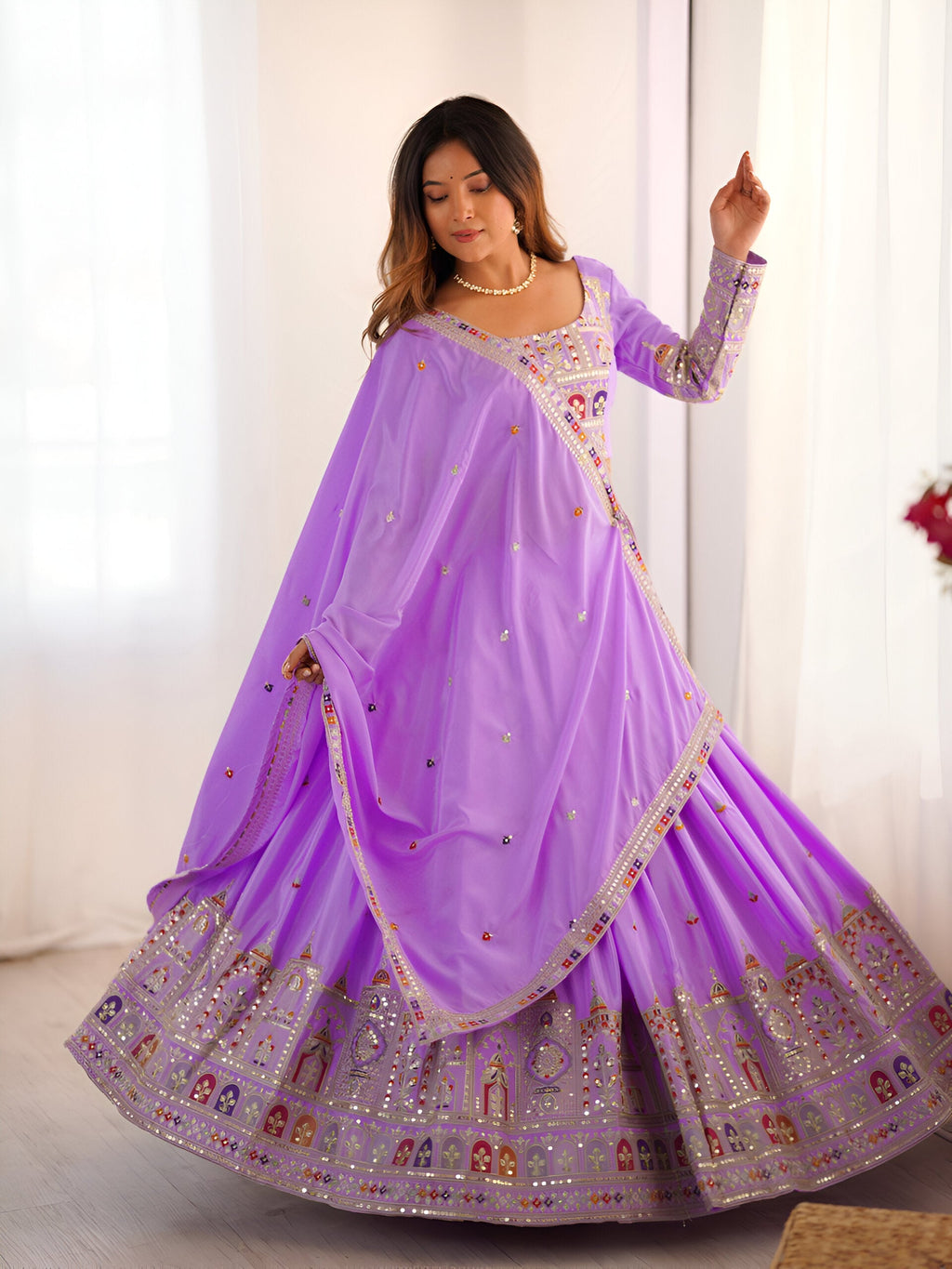 Lehenga Mart Designer Bollywood Style Wedding Wear Lehenga Choli - Lavender