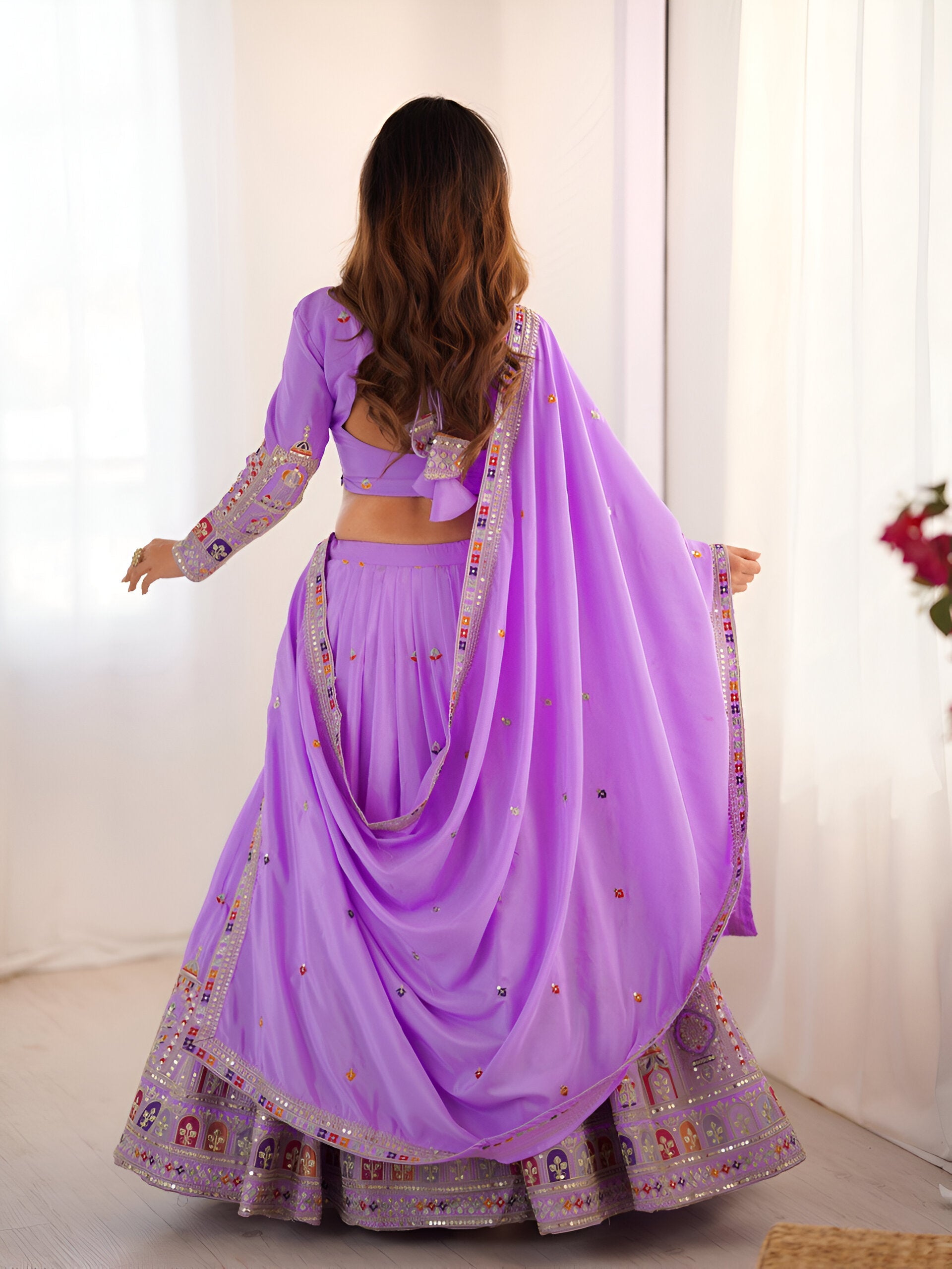 Lehenga Mart Designer Bollywood Style Wedding Wear Lehenga Choli - Lavender