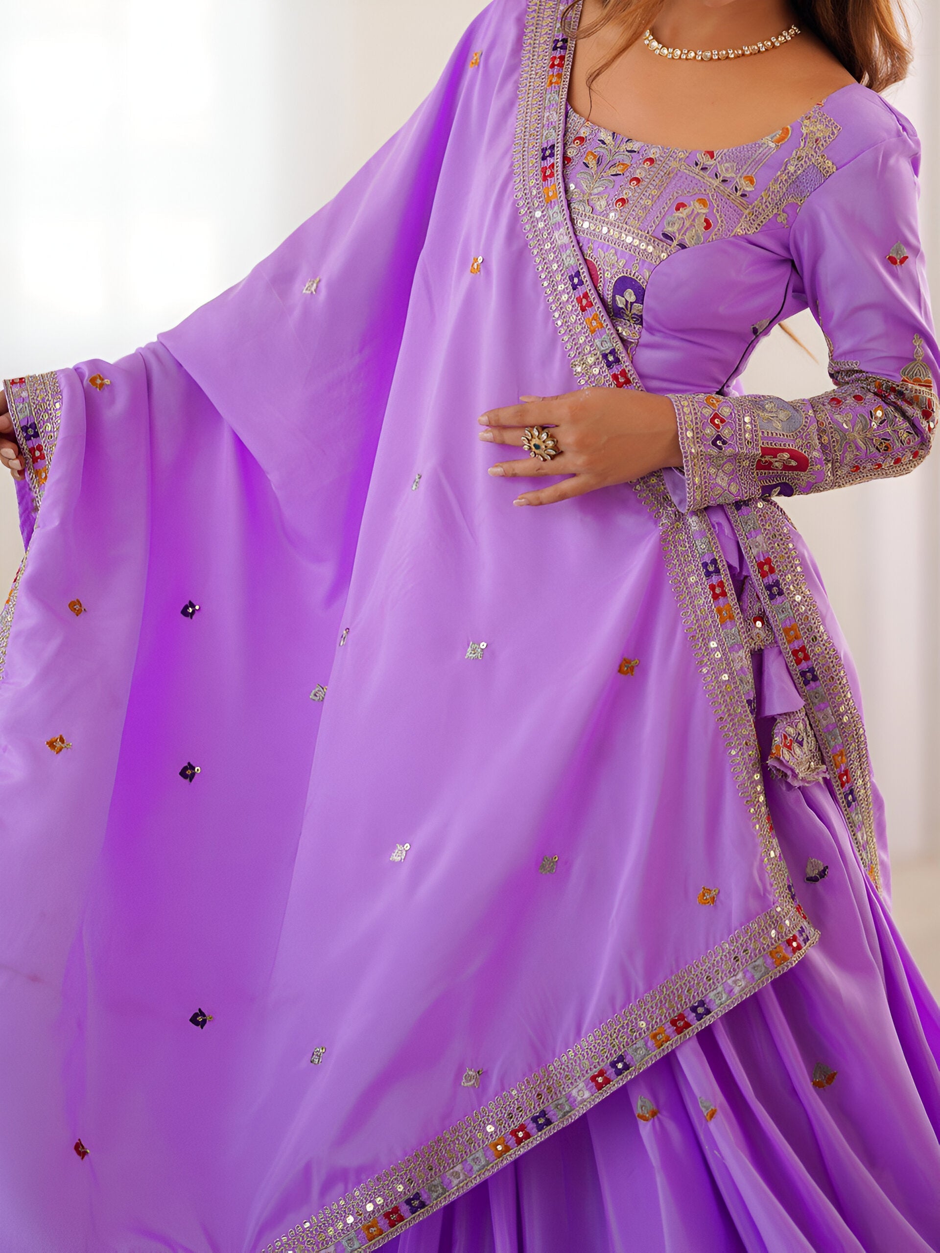 Lehenga Mart Designer Bollywood Style Wedding Wear Lehenga Choli - Lavender
