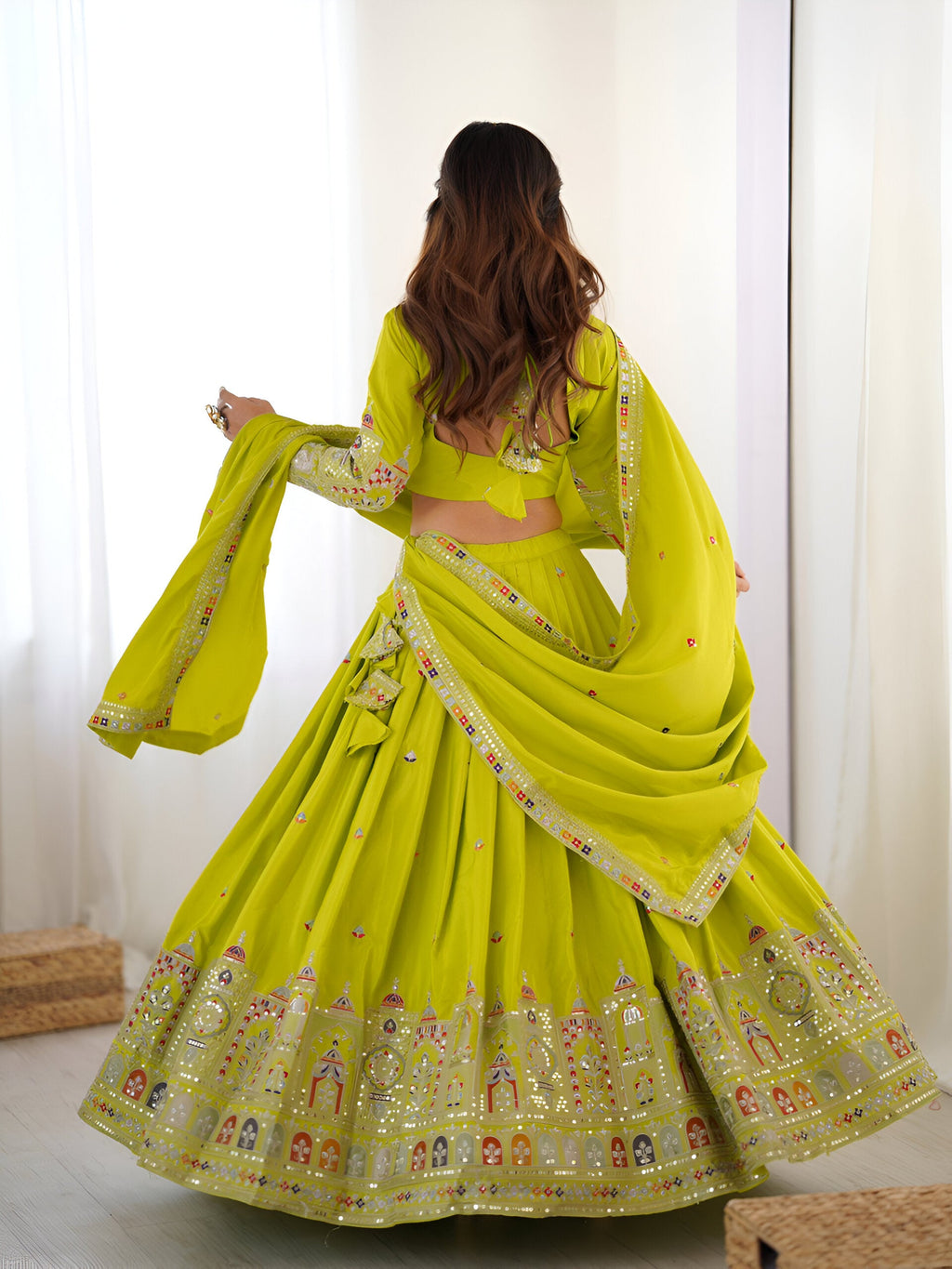 Lehenga Mart Designer Bollywood Style Wedding Wear Lehenga Choli - Neon