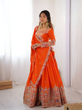 Lehenga Mart Designer Bollywood Style Wedding Wear Lehenga Choli - Orange