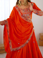 Lehenga Mart Designer Bollywood Style Wedding Wear Lehenga Choli - Orange