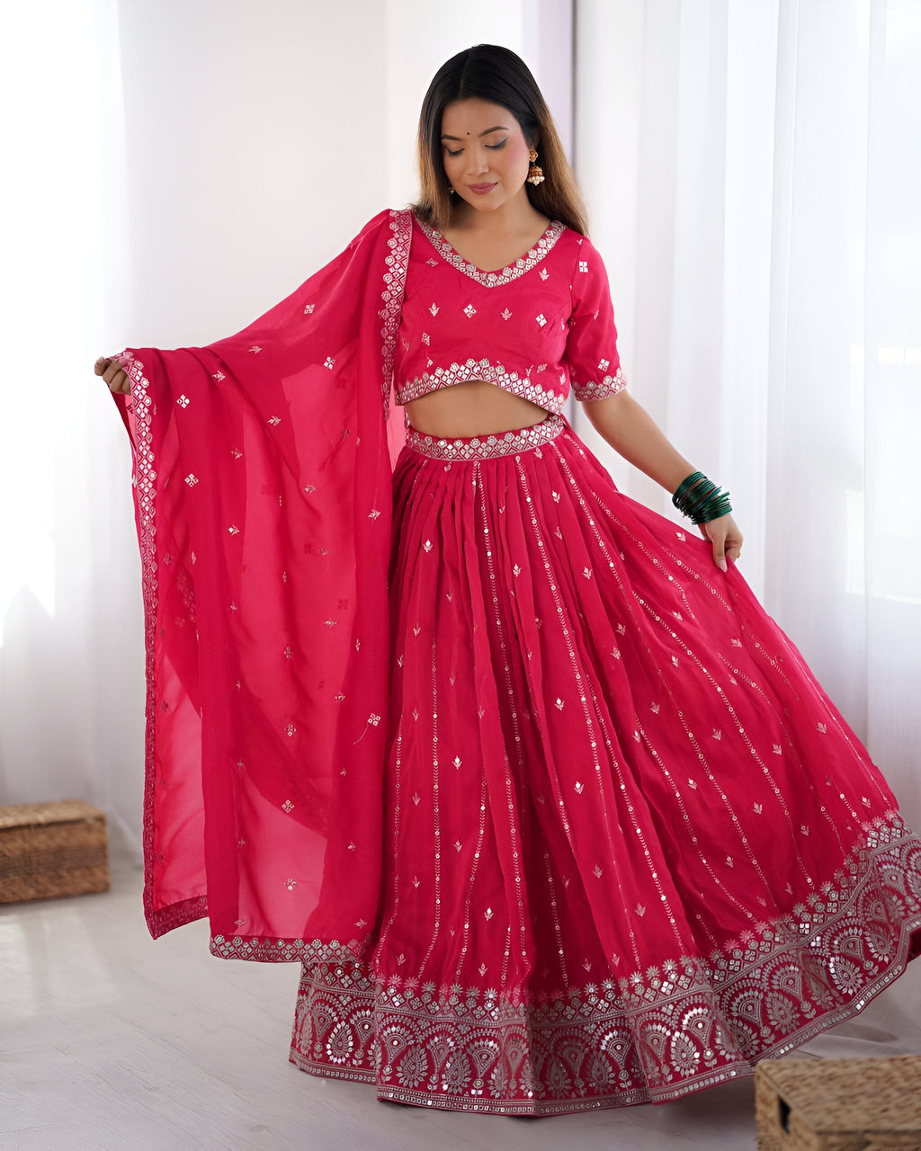 Lehenga Mart Designer Bollywood Style Wedding Wear Lehenga Choli - Pink