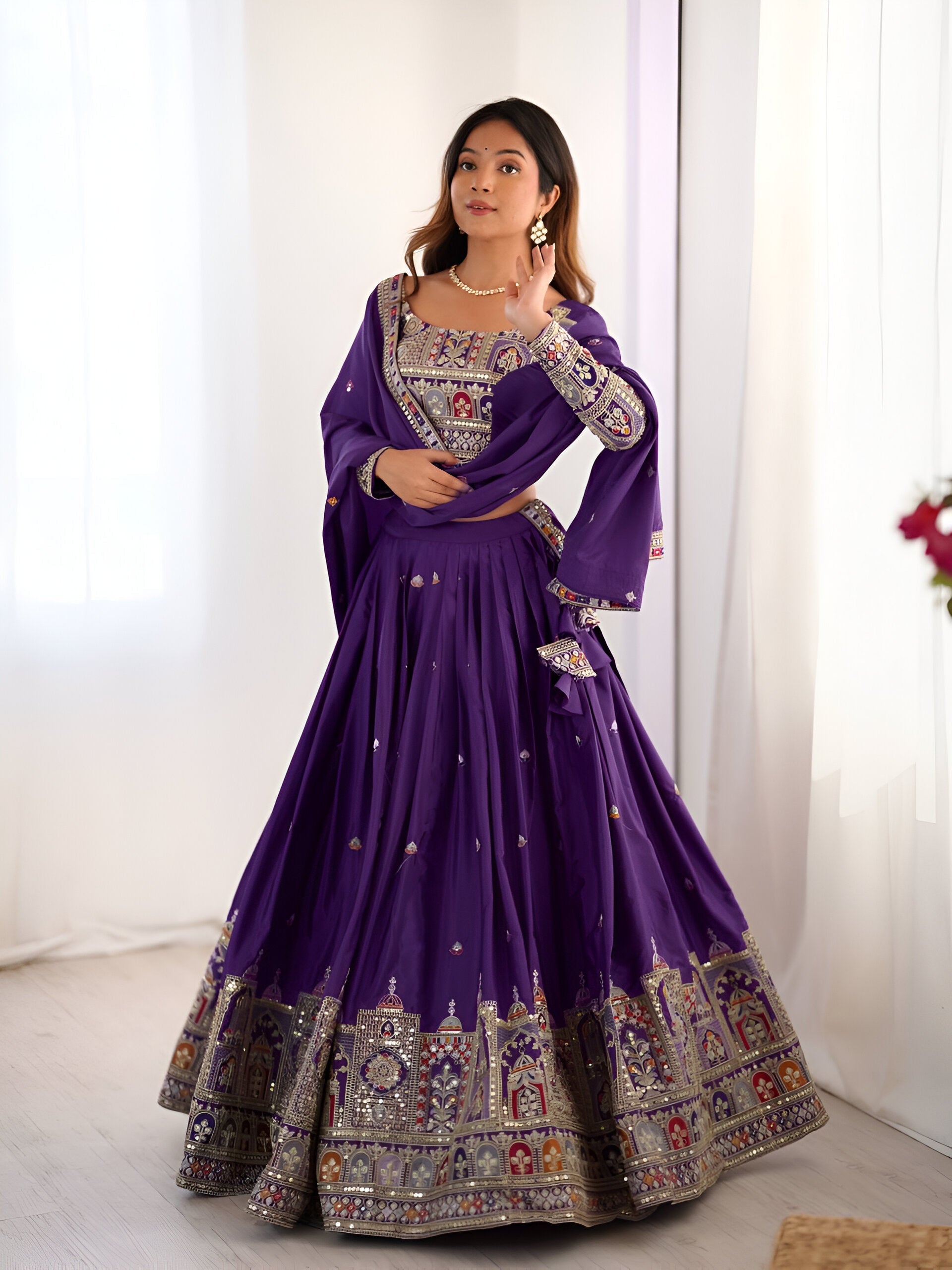 Lehenga Mart Designer Bollywood Style Wedding Wear Lehenga Choli - Purple