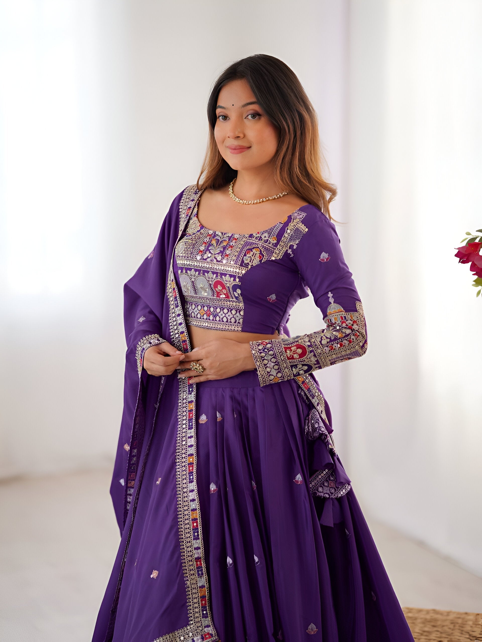 Lehenga Mart Designer Bollywood Style Wedding Wear Lehenga Choli - Purple