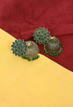 Mominos Fashion Johar Kamal Beautiful Kundan Work Jhumka With Green Beads - Distacart