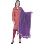 A R SILK Purple Color Golden border Cotton Dupattas and Chunnis