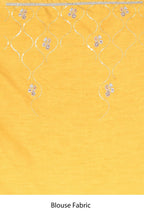 Yellow Organza Satin Silk Sequence Embroidered with Stone work Saree - Nimaya Benzy