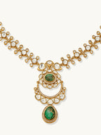 Nuyug 22K Gold-Plated Kundan Studded Faux Jasper Stone Necklace Set