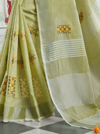 Shree Shyam Fashion Linen Pista Green Saree - Distacart