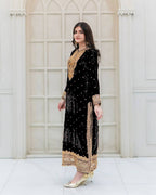 Prazu Fashion Black Viscose Velvet Embroidered Sequins Salwar Suit - Distacart