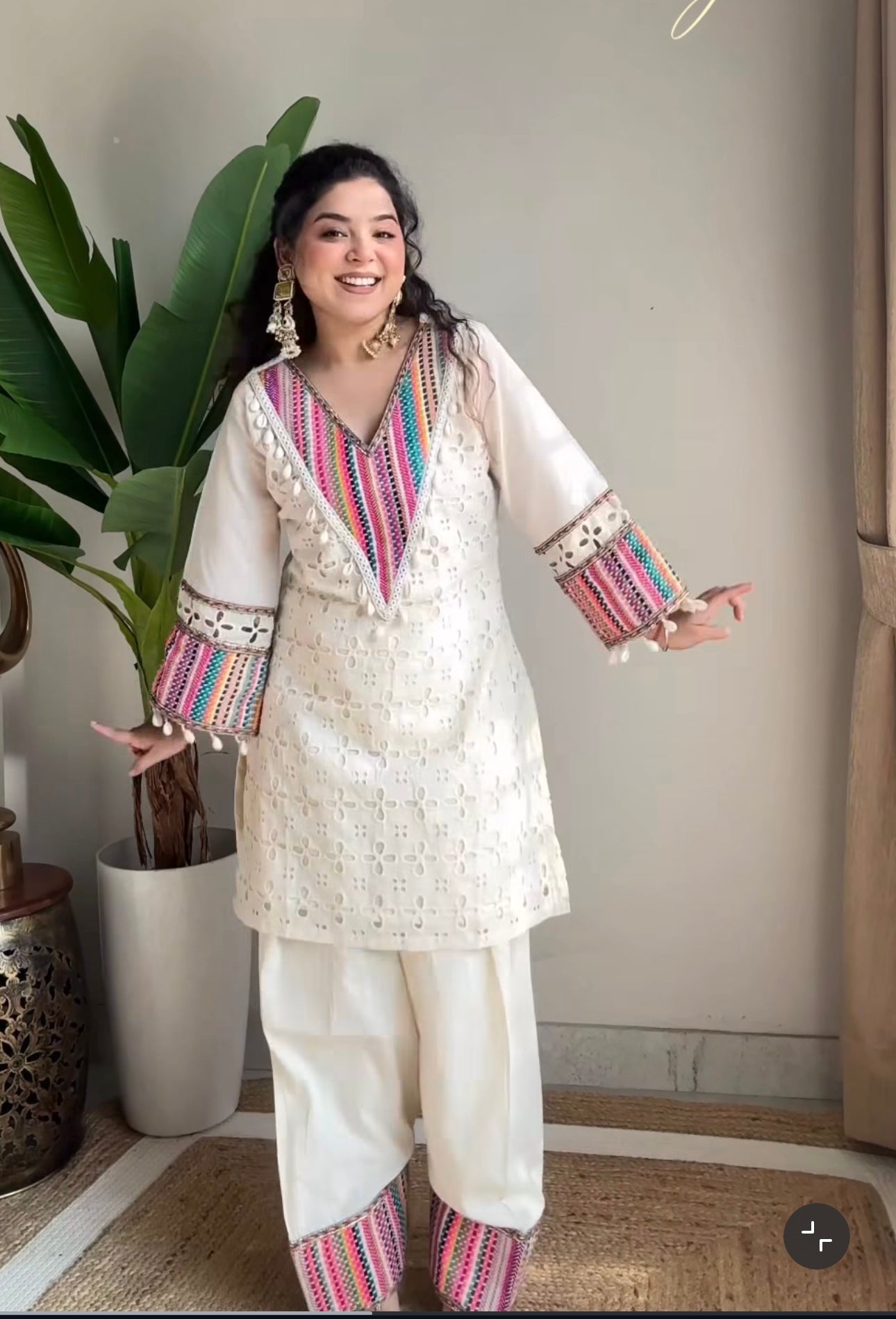 Prazu Fashion Off White Khadi Cotton Schiffli Work Co-Ord Set - Distacart
