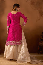 Prazu Fashion Pink Silk Embroidered Coding With Rivet Moti Work Palazzo Suit - Distacart