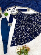 Prazu Fashion Blue Georgette Embroidered Designer Anarkali Gown - Distacart