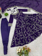 Prazu Fashion Violet Georgette Embroidered Designer Anarkali Gown - Distacart