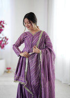 Prazu Fashion Lavender Mal Chanderi Real Mirror With Hand Work Sharara Suit - Distacart