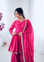 Prazu Fashion Pink Mal Chanderi Real Mirror With Hand Work Sharara Suit - Distacart